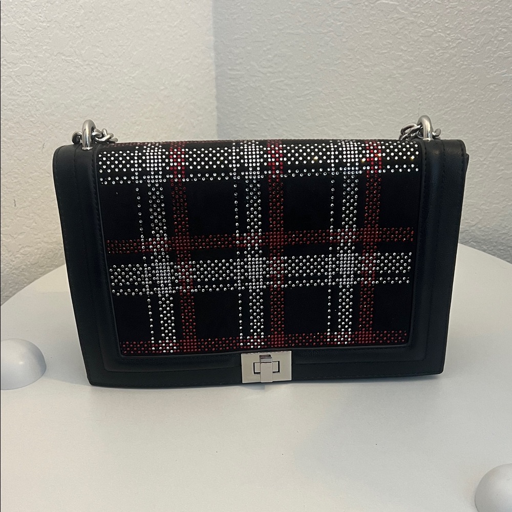 Elegant Black and Red Plaid Women's Bag